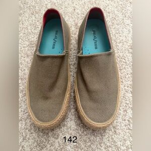 SeaVees Olive Canvas Slip-On Loafers with Tan Espadrille Sole